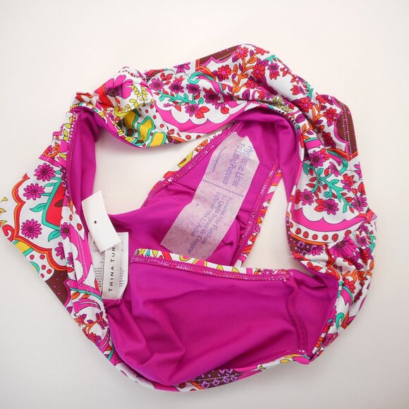 NWT Trina Turk Two-Piece Bikini Set Size 12 Hawaiian Garden Print Halter Tie - Picture 11 of 12